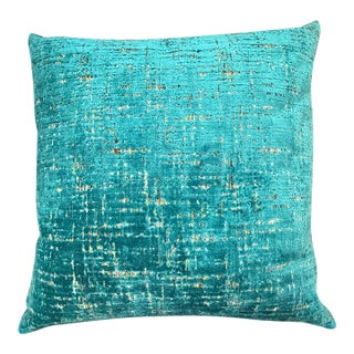 Green Sheared Velvet-Blend Pillow With New Insert For Sale