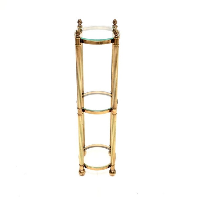 Mid-Century Modern Vintage French Brass and Glass 3-Tier Side Table, 1960s For Sale - Image 3 of 8