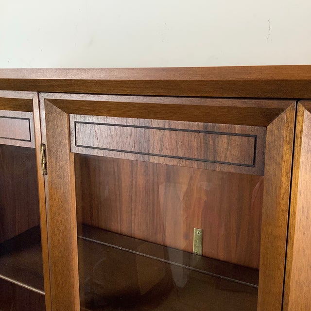1960s Mid-Century Walnut Sideboard With Glass-Front Storage For Sale - Image 5 of 12