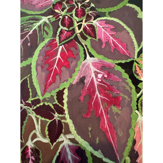 Red Carl H. Berberich, Coleus Plant Still Life, Oil Painting on Canvas For Sale - Image 8 of 11