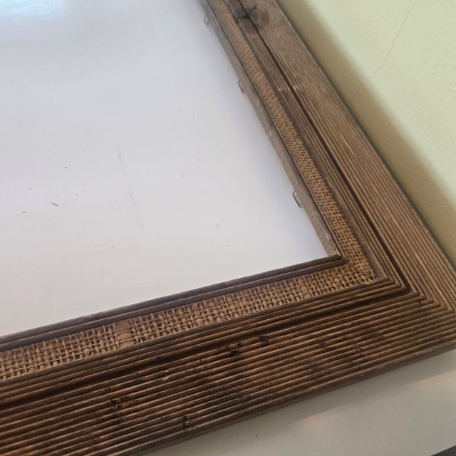 Primitive Wood and Burlap Trompe Picture Frame For Sale - Image 16 of 16