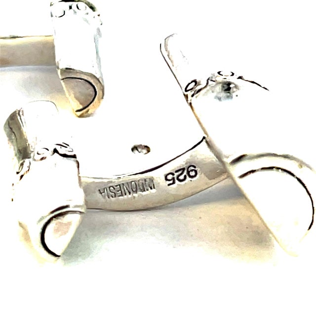 Silver 1990s Pair of Georg Jensen Estate Bambo Cufflinks Sterling Silver For Sale - Image 8 of 13
