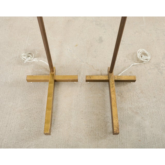 Pair of Midcentury Casella Patinated Brass Pharmacy Floor Lamps For Sale - Image 17 of 17