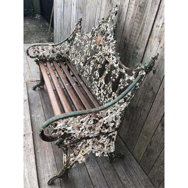 Gothic Revival Cast Iron Garden Bench with Registration from Coalbrookdale For Sale - Image 5 of 13