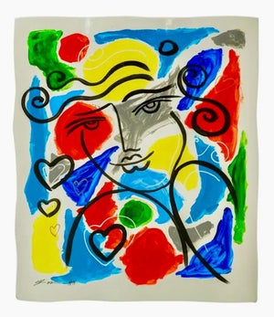 Oz El Hai 1, Original Oz El Hai Israeli Pop Art Vibrant Lacquer Enamel Painting Colorful Love, c. 20th century