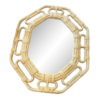 Vintage Faux Bamboo Cream Colored Wall Mirror For Sale