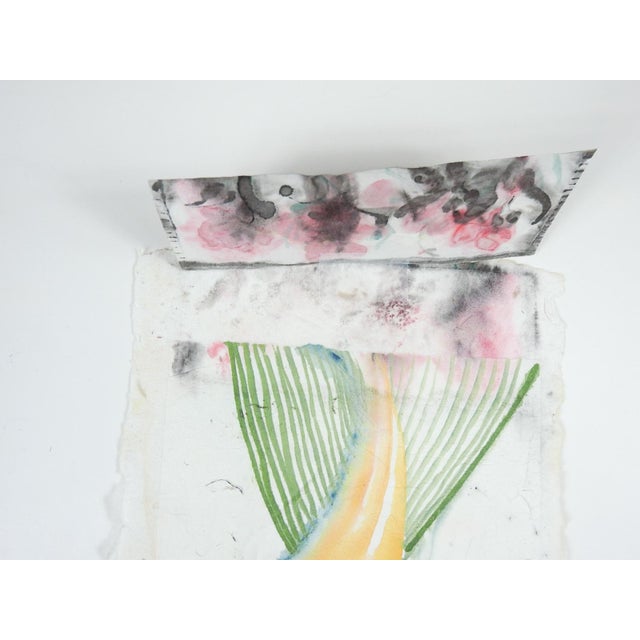 1999 Abstract Floral Watercolor Collage Painting For Sale - Image 4 of 4