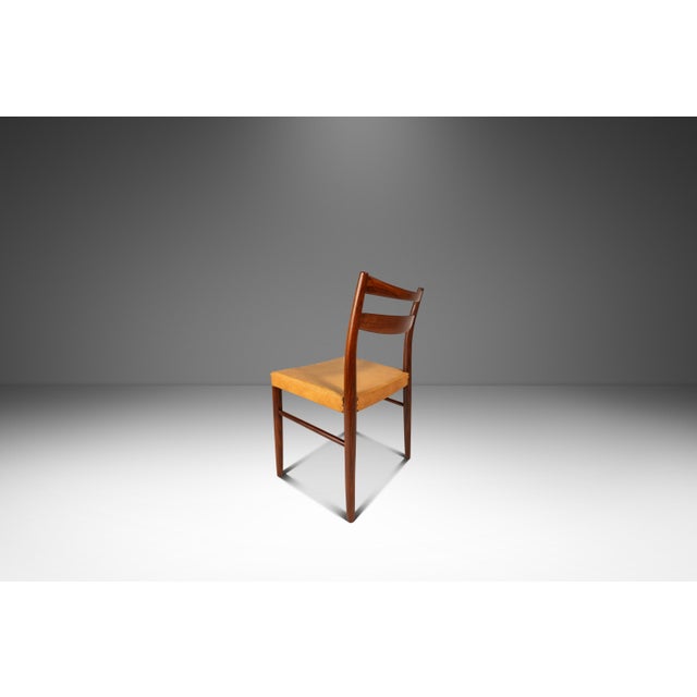 Mid-Century Modern Rare MCM Single Dining / Desk Chair in Solid Teak & Original Leather Upholstery Attributed to Yngve Ekström for Gemla Diö, Sweden, C. 1950s For Sale - Image 3 of 18