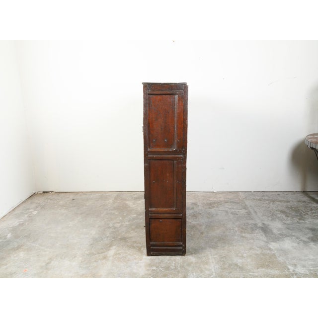 Brown English 1800s Wooden Court Cupboard with Doors, Drawers and Diamond Motifs For Sale - Image 8 of 12
