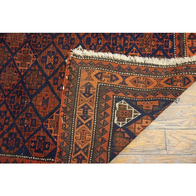 1890s Red Wine Geometric Antique Pair of Persian Baluch Carpets 2'7" X 2'7" Knotted Wool Rugs For Sale - Image 10 of 10