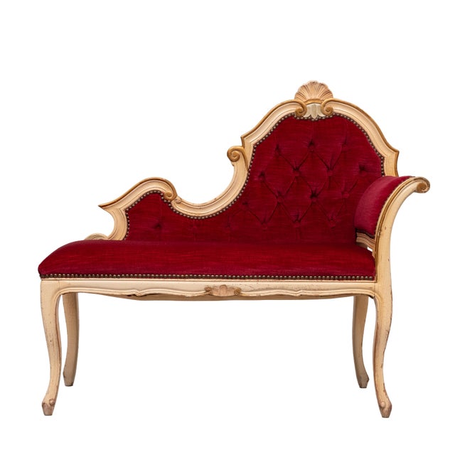 Red Louis XVI Red Velvet Hall Sofa, France, 1950s For Sale - Image 8 of 12