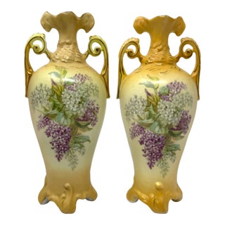 Pair Antique Robert Hanke Royal Wettina Austria Art Nouveau Vases For Sale