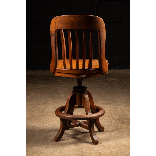 Sikes Oak Adjustable Swivel Stool, C. 1930s For Sale In Chicago - Image 6 of 12