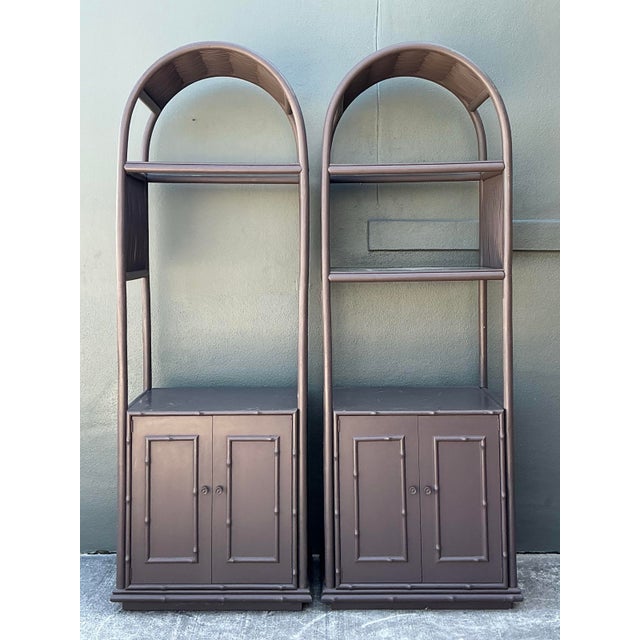 Vintage Arched Rattan Etagere - A Pair For Sale - Image 12 of 12