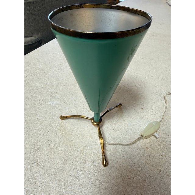 Modern Rare Table Lamp in Brass and Lacquered Metal, Stilnovo Style, Italy, 1950s For Sale - Image 3 of 6