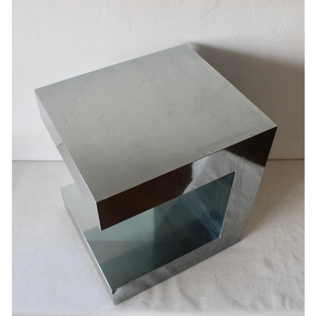 Metal 1970s Paul Evans Style Chrome Cantilevered Side Table Night Stand Vintage For Sale - Image 7 of 17