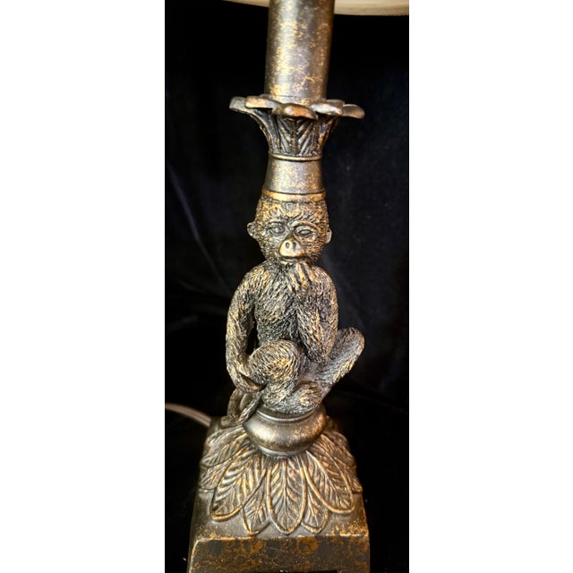 Mid 20th Century Mid 20th Century Brass Monkey Motif Accent Lamps - a Pair For Sale - Image 5 of 12