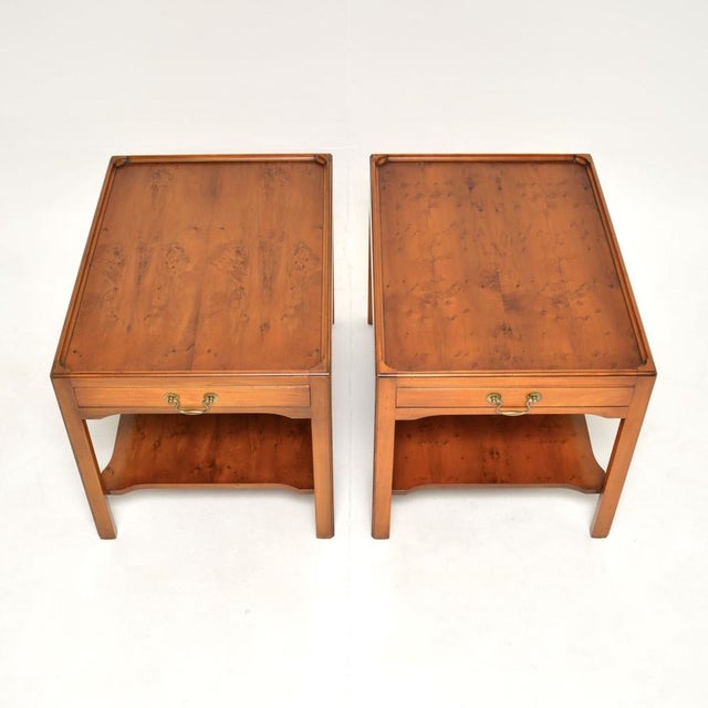 Vintage Georgian Style Side Tables in Yew Wood, 1950, Set of 2 For Sale - Image 6 of 13
