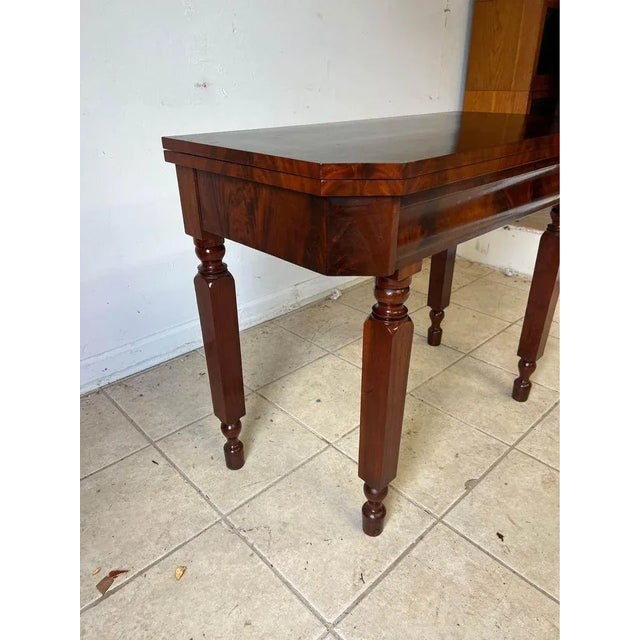 19th Century Antique Federal Style Walnut Flame Mahogany Game Table. Well made, sturdy and heavy Approximate measures:...