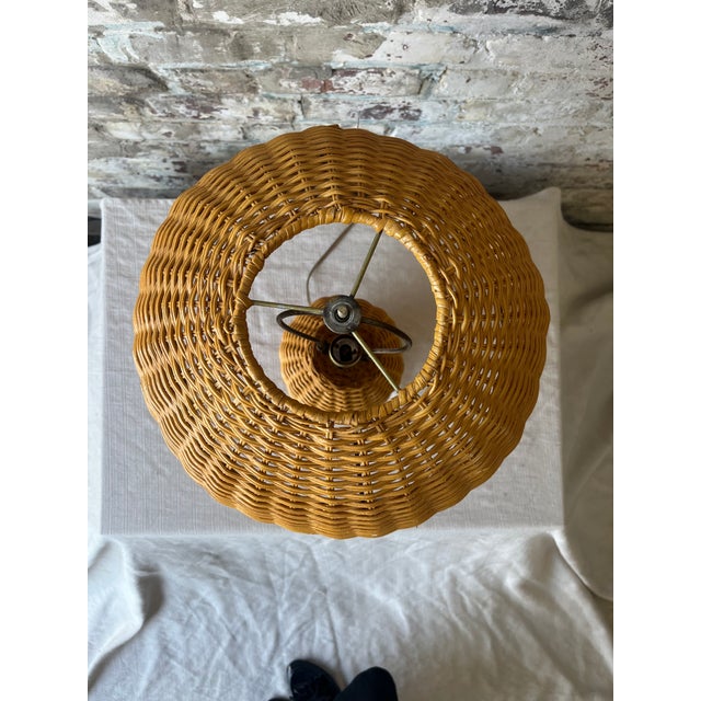 1960s 1960s Boho Chic Small Wicker Table Lamp For Sale - Image 5 of 9