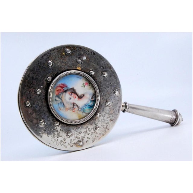 Circular Silver Hand Mirror For Sale - Image 3 of 10