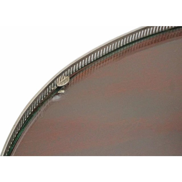 Edwardian Mahogany Oval Tray Silverplate Wood Tray Maple & Co London For Sale In Philadelphia - Image 6 of 9