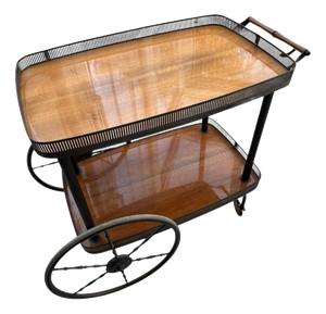 Mid-Century Brass and Wood Serving Cart by Josef Frank for Svenskt Tenn, 1950s