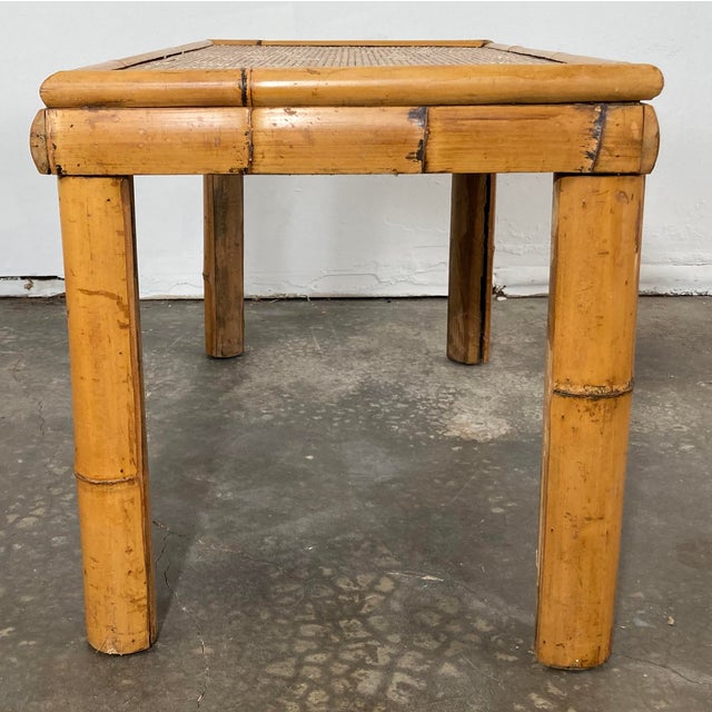 Brown Vintage Chunky Split Reed Bamboo Table For Sale - Image 8 of 11