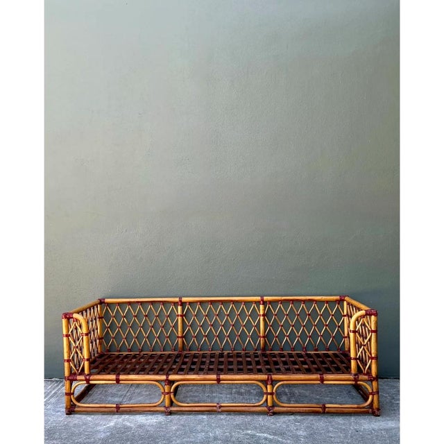 Vintage Trellis Rattan Sofa For Sale - Image 11 of 17