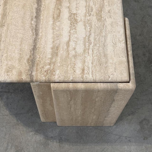 Italian Sculptural Eye-Shaped Coffee Table in Travertine, 1980s For Sale - Image 6 of 13