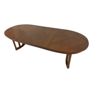 Mid-Century Oval Walnut Dining Table by Stanley For Sale