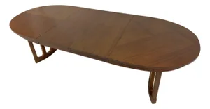 Mid-Century Oval Walnut Dining Table by Stanley