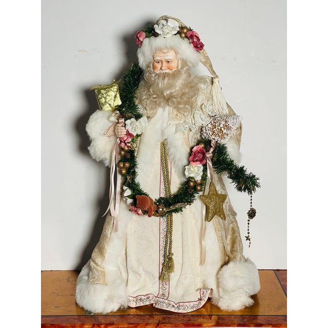 Vintage White Santa Claus Christmas Holiday Tree Topper For Sale - Image 4 of 10