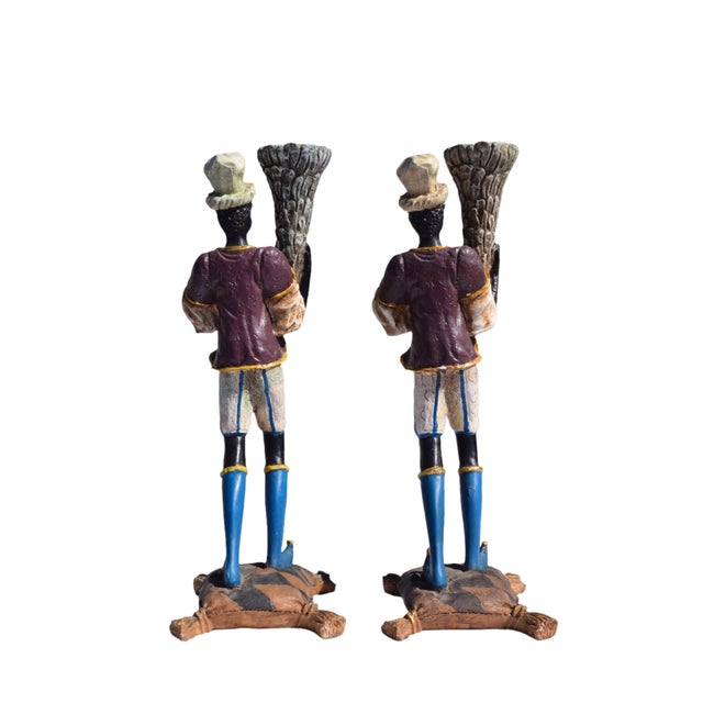 Mid 20th Century Mid 20th Century Venetian Blackamoor Figural Candlesticks For Sale - Image 5 of 9