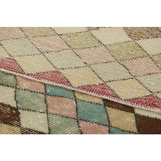 Textile Vintage Zeki Müren Rug With Polychromatic Diamond Pattern | Rug & Kilim For Sale - Image 7 of 7