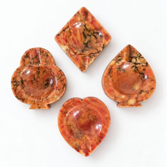 Italian Alabaster Poker Ace Ashtrays, 1970s, Set of 4 For Sale - Image 3 of 9