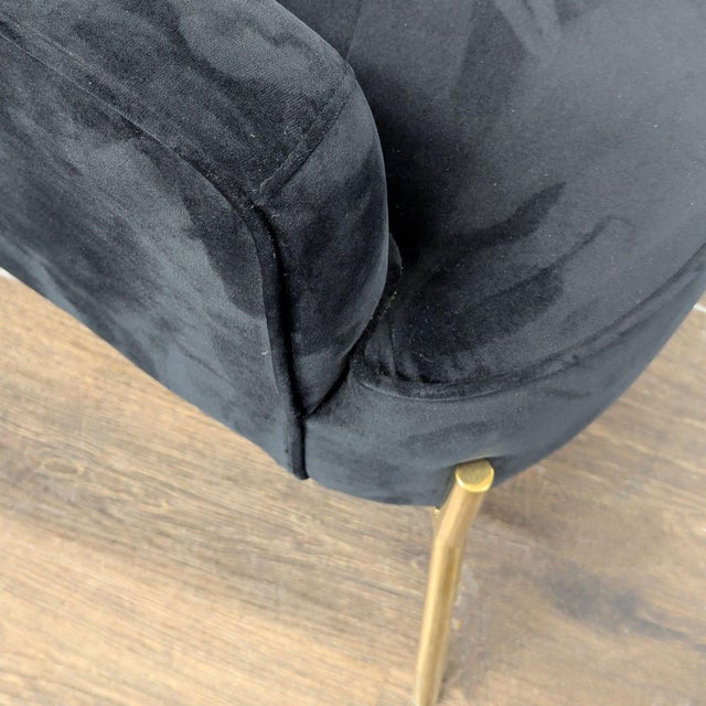 Metal New Pacific Direct Arianna Black Velvet & Gold Accent Chair For Sale - Image 7 of 10