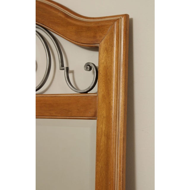 Brown 1990s Ethan Allen Country French Maple & Iron Scroll Work Beveled Wall Mirror For Sale - Image 8 of 13