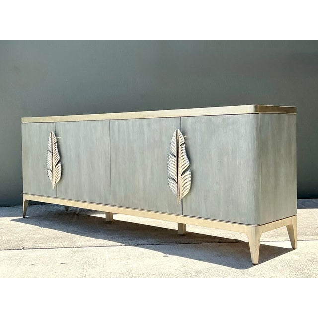 Gray Vintage Caracole Leaf Credenza For Sale - Image 8 of 12