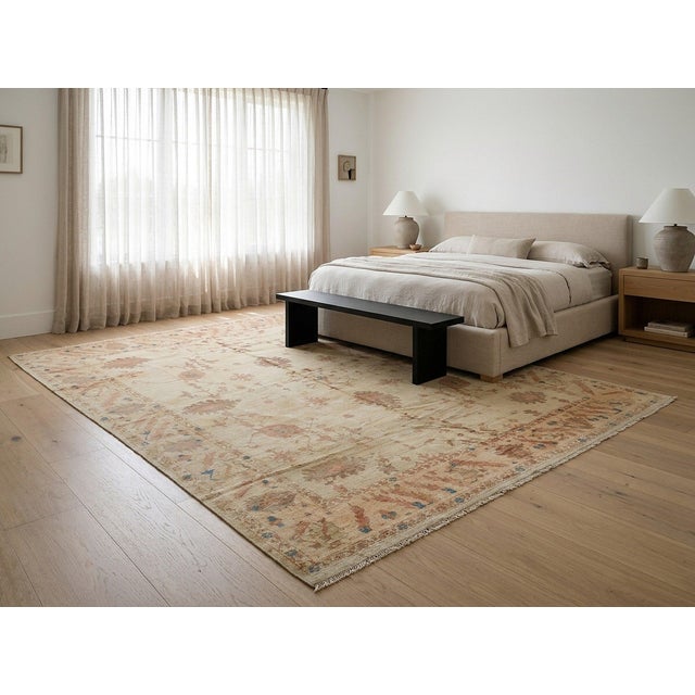 8x11 Peshawar Hand Knotted Wool Rug, Gold and Rust Oushak Design For Sale - Image 14 of 14