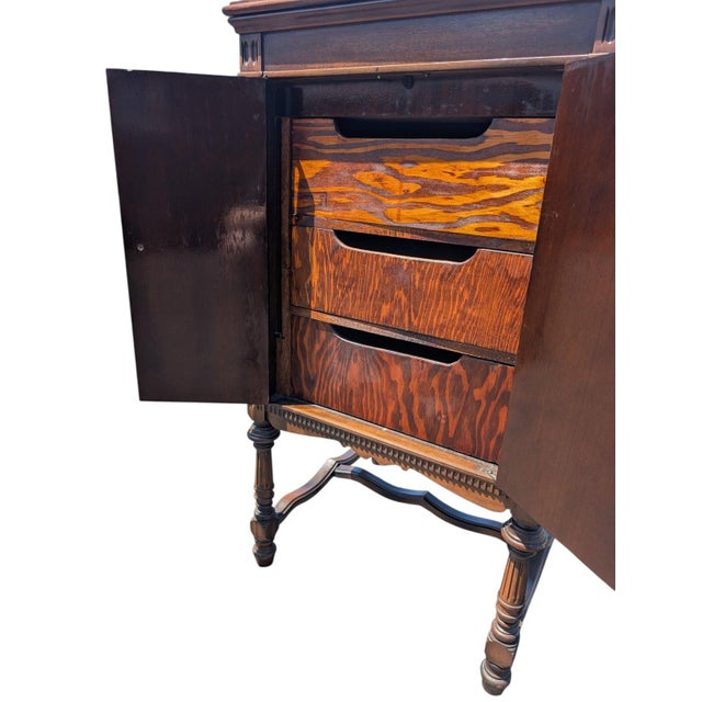Brunswick Co. Horner-Kelly for Brunswick Repurposed Antique Phonograph Cabinet With Storage Drawers For Sale - Image 4 of 12