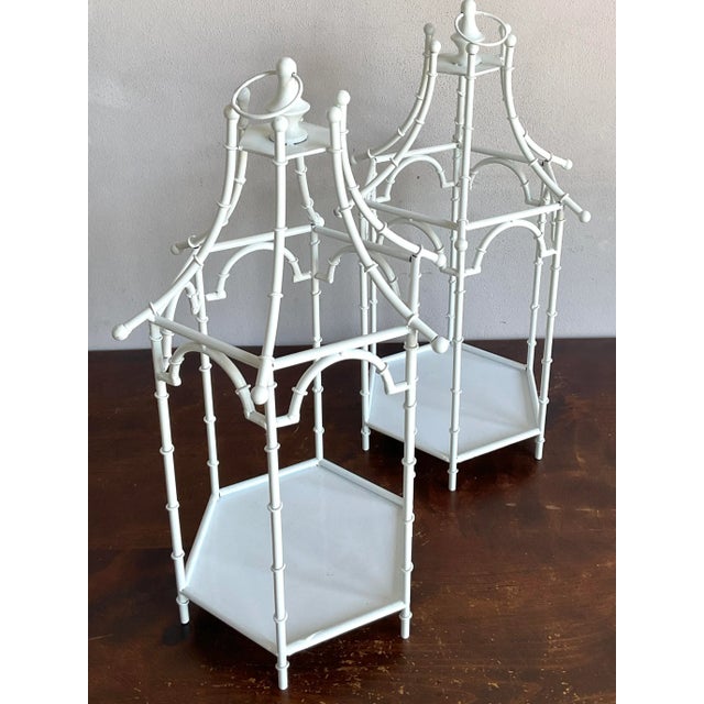 Vintage Regency Metal Bamboo Candle Lanterns - Set of 2 For Sale - Image 4 of 10