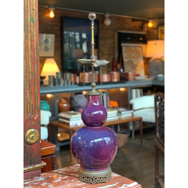 1930s Chinese Ceramic Gourd Vase Table Lamp For Sale In New York - Image 6 of 17