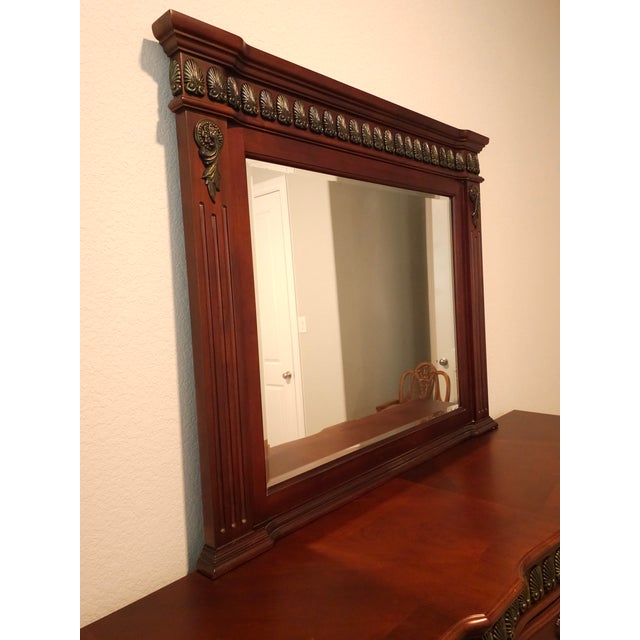 Late 20th Century Pulaski Carved Solid Mahogany Queen Size 5 Piece Bedroom Set For Sale - Image 9 of 13