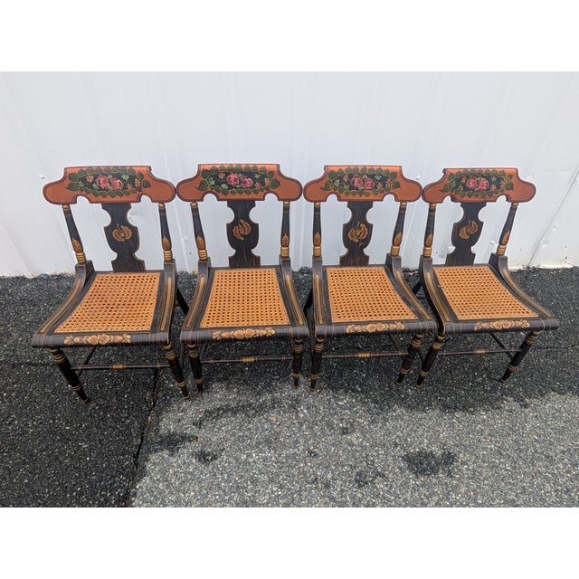 Late 19th Century 19th C. Baltimore Ebonised & Painted Bergere Side Chair, 1880s For Sale - Image 5 of 14