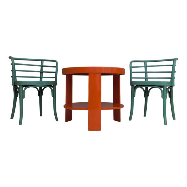 Modern Viennese Set Thonet B 246 Chairs & T 142 Table by Josef Frank, 1930s, Set of 3 For Sale