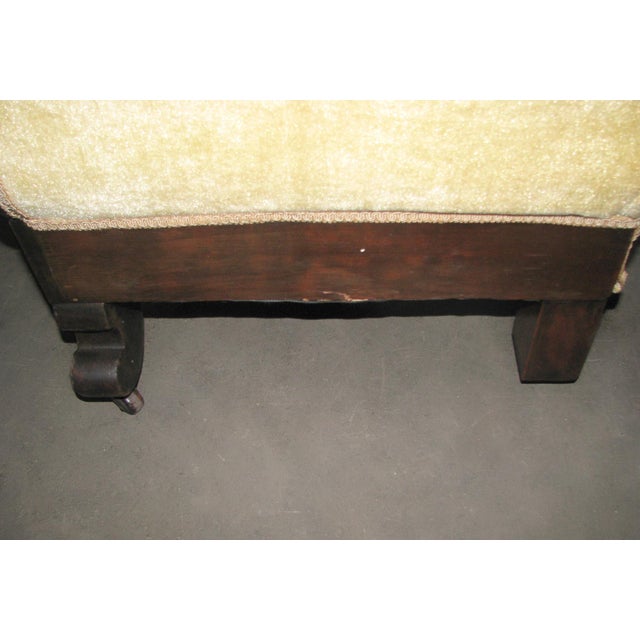 Early 20th Century Victorian Revival Tan Velvet Carved Wood Sofa For Sale - Image 11 of 14