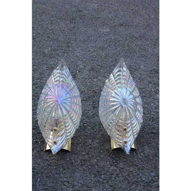 Iridescent Murano Glass Wall Lamps, Italy, 1970s, Set of 2 For Sale - Image 11 of 11