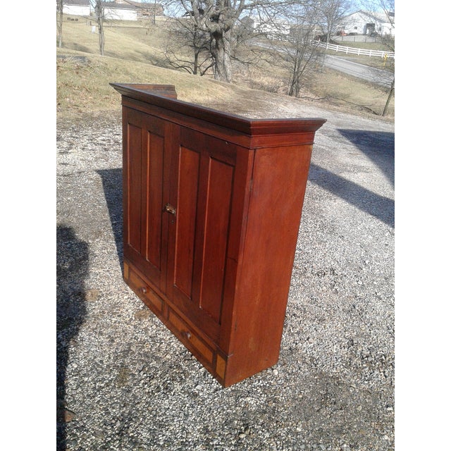 1850s Antique 2 Piece Cherry Curly Maple Slant Front Secretary Desk With Bookcase Top For Sale - Image 9 of 18