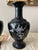 Pair of Vintage 9" Korean Black Enamel Brass Vases, Mother of Pearl Inlay For Sale - Image 4 of 7